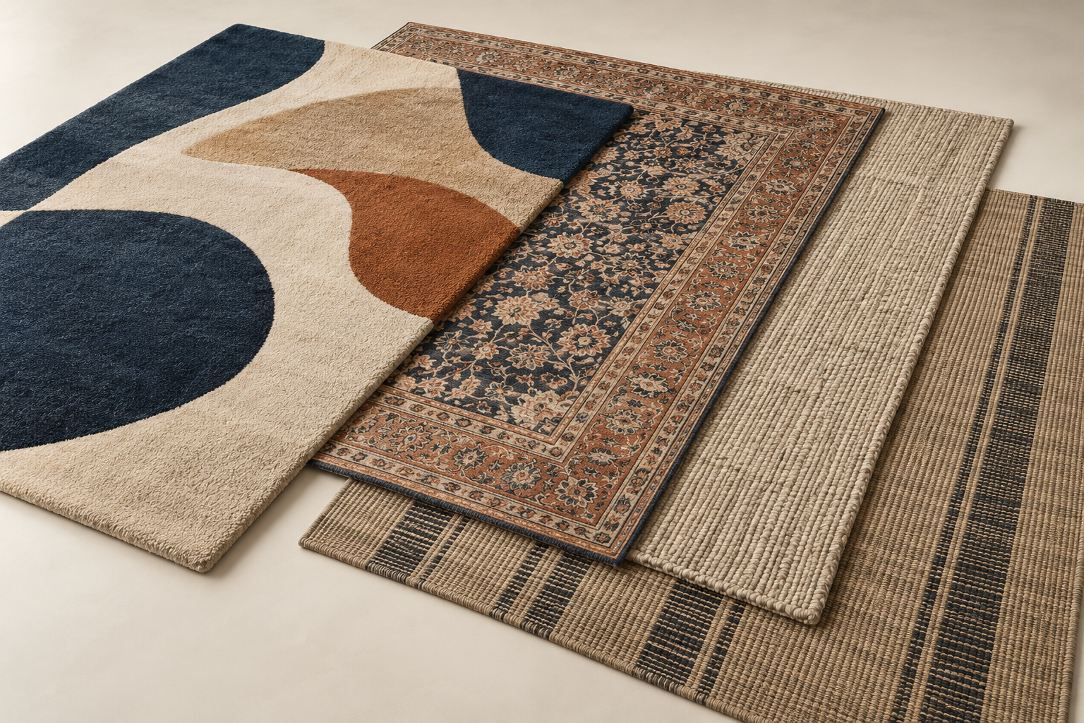 A collection of contemporary, traditional, handloom and flatweave rugs